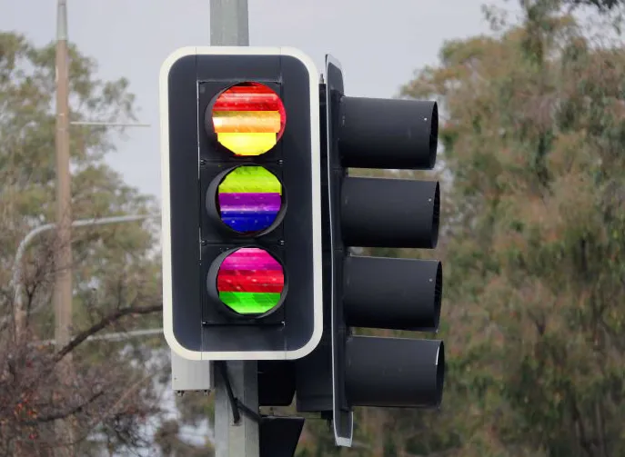 Rainbow traffic lights introduced in ‘progressive city’