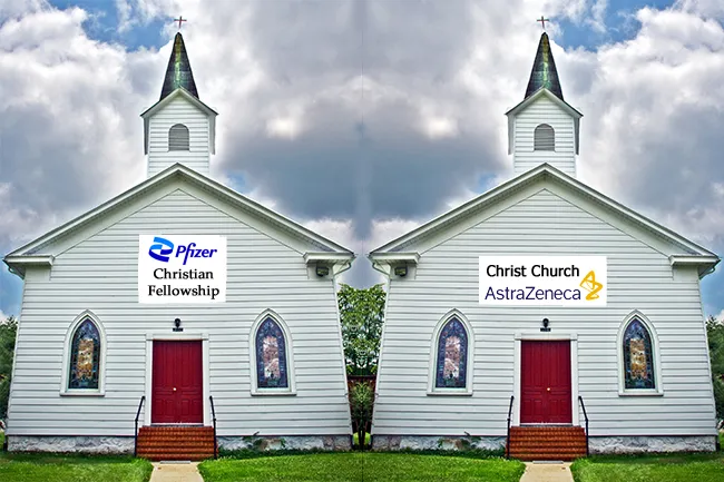 Divided Protestants decide to split church into new Pfizer/AstraZeneca denominations